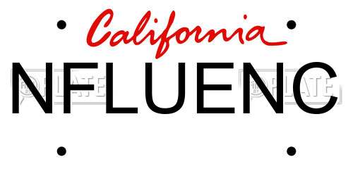NFLUENC California License Plate