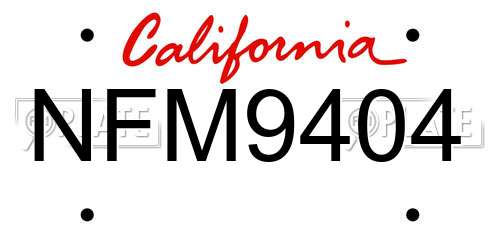 NFM9404 California License Plate