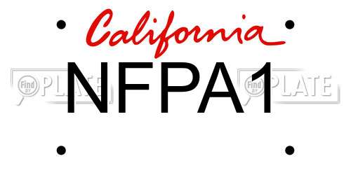 NFPA1 California License Plate