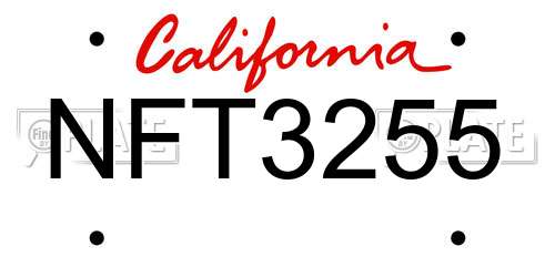 NFT3255 California License Plate