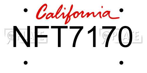 NFT7170 California License Plate