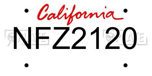 NFZ2120 California License Plate