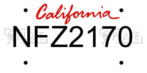 NFZ2170 California License Plate