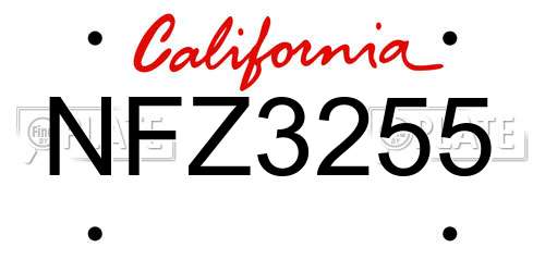 NFZ3255 California License Plate