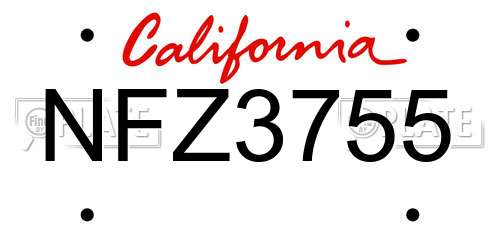 NFZ3755 California License Plate