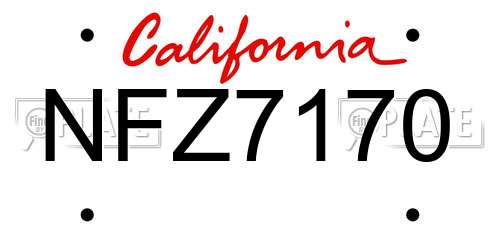NFZ7170 California License Plate