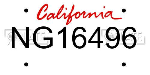 NG16496 California License Plate
