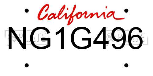 NG1G496 California License Plate