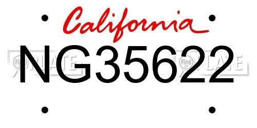 NG35622 California License Plate