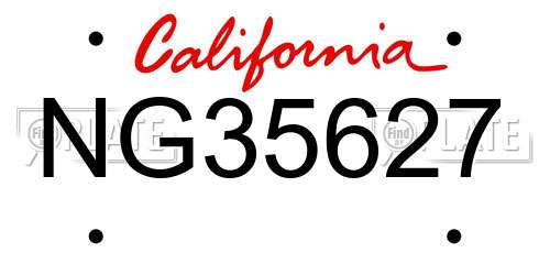 NG35627 California License Plate