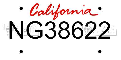 NG38622 California License Plate
