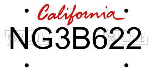NG3B622 California License Plate
