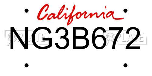 NG3B672 California License Plate