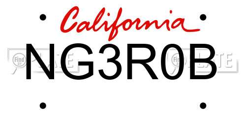 NG3R0B California License Plate