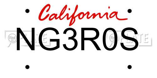 NG3R0S California License Plate