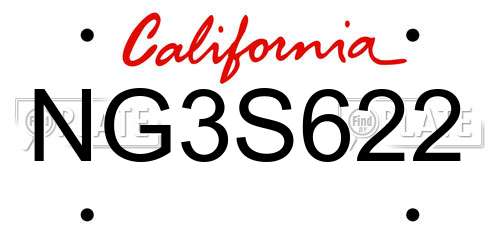 NG3S622 California License Plate