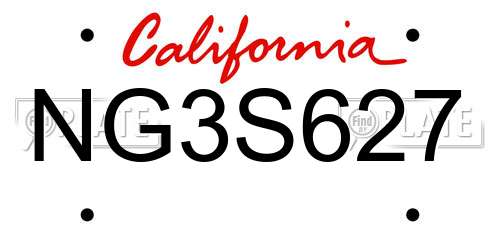 NG3S627 California License Plate