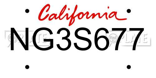 NG3S677 California License Plate