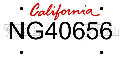 NG40656 California License Plate