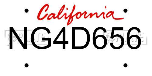 NG4D656 California License Plate