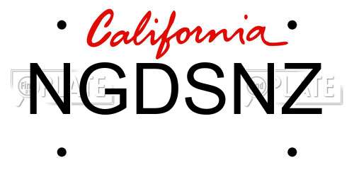 NGDSNZ California License Plate