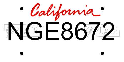 NGE8672 California License Plate