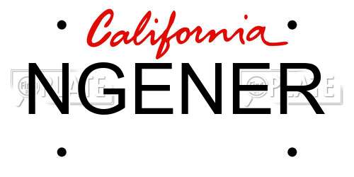 NGENER California License Plate