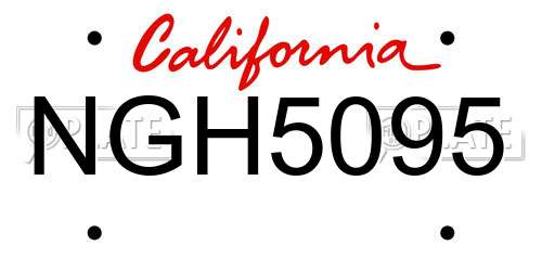NGH5095 California License Plate
