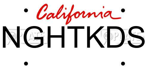 NGHTKDS California License Plate