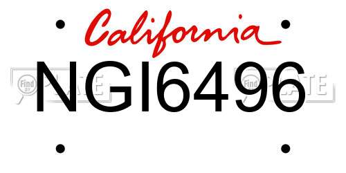 NGI6496 California License Plate