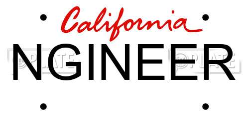 NGINEER California License Plate