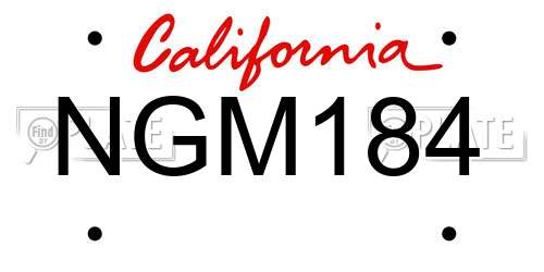 NGM184 California License Plate