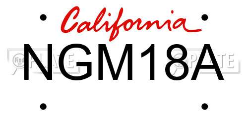 NGM18A California License Plate