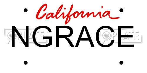 NGRACE California License Plate