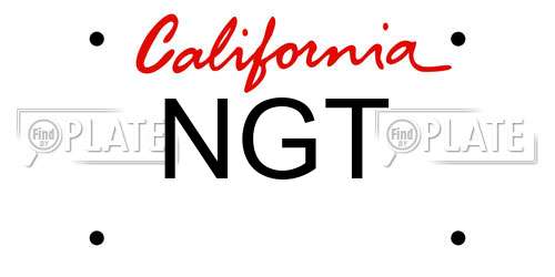 NGT California License Plate