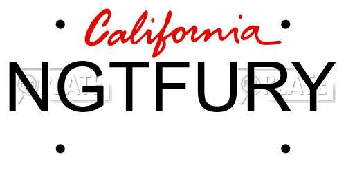 NGTFURY California License Plate