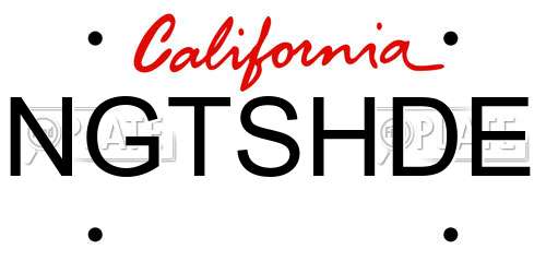 NGTSHDE California License Plate