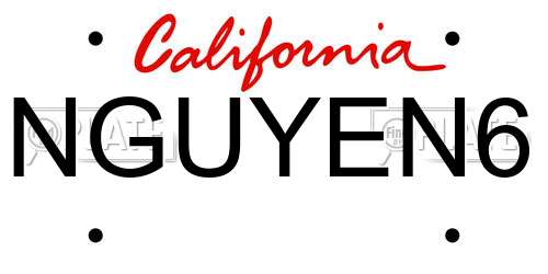 NGUYEN6 California License Plate