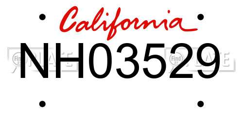 NH03529 California License Plate