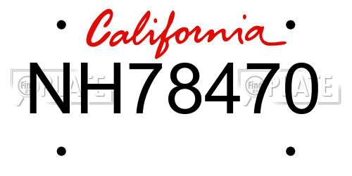 NH78470 California License Plate