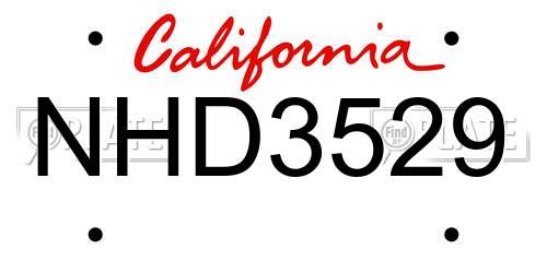 NHD3529 California License Plate