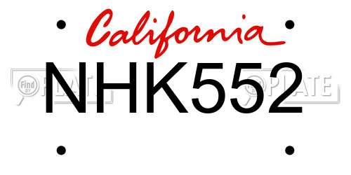 NHK552 California License Plate