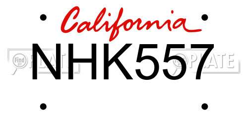 NHK557 California License Plate