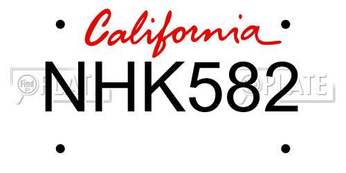 NHK582 California License Plate