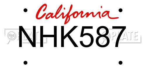NHK587 California License Plate