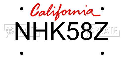 NHK58Z California License Plate