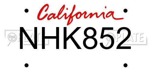 NHK852 California License Plate