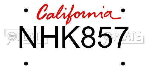 NHK857 California License Plate
