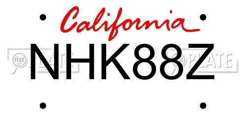 NHK88Z California License Plate