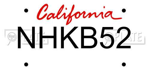 NHKB52 California License Plate